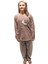 FAWN3115 Kadın Uzun Kol Traşlı Polar Uyku Bandı Hediyeli Battal Pijama Takımı 1
