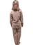 FAWN3115 Kadın Uzun Kol Traşlı Polar Uyku Bandı Hediyeli Battal Pijama Takımı 4