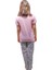İNCI2923 Kadın Kısa Kol Yuv.yaka Pamuklu Düz Paça Pijama Takımı 4