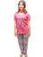 İNCI3058 Kadın Kısa Kol Yuv.yaka Pamuklu Düz Paça Pijama Takımı 1