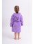 Kedi Nakışlı Lila Kız Genç Çocuk Welsoft Peluş Polar Sabahlık 3