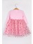 Pembe Yıldız Baskılı Tül Etekli Kız Çocuk Elbise - Karen 3