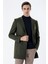 Koyu Haki Kaşe Mono Yaka Kapitoneli Astar Slim Fit Dar Kesim Klasik Kaban 1008235171 1