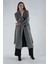 Gri Önden Düğmeli Oversize Örme Kaşe Kaban 0108081.06 1