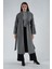 Gri Önden Düğmeli Oversize Örme Kaşe Kaban 0108081.06 2