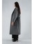 Gri Önden Düğmeli Oversize Örme Kaşe Kaban 0108081.06 4