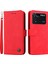 Xiaomi Poco M4 Için Pro Tree Desen Metal Düğmesi Deri Deri Telefon Kılıfı Çarpışma Karşıtı Stand Cüzdan Kapağı Strap-Red ile (Yurt Dışından) 2