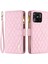 Xiaomi Redmi 10C 4g Fermuarı Cep Tasarımı Baskılı Rhombus Desen Kapağı Mat Mat Anti-Giyim Pu Deri Tam Koruma Telefon Kılıfı Stand Cüzdan-Pembe (Yurt Dışından) 1