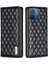 Xiaomi Redmi Için 12C 4g Baskılı Rhombus Pu Deri Kılıf Kart Tutucu Manyetik Emilim Telefon Kapağı Black (Yurt Dışından) 1