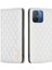 Xiaomi Redmi Için 12C 4g Baskılı Rhombus Pu Deri Kılıf Kartı Tutucu Manyetik Emilim Telefon Kapak-Beyaz (Yurt Dışından) 1
