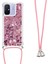Xiaomi Redmi Için 12C 4G/11A 4g Tpu Kasa Glitter Sıvı Telefon Kapağı Lanyard-Rose Altın/kalpler (Yurt Dışından) 2