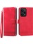 Dierfeng Df-03 Xiaomi Redmi Note 12 Turbo/poco F5 5g Deri Cüzdan Mobil Kasa Çizgileri Basılmış Stant Kapak Kırmızısı (Yurt Dışından) 1