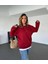 Koyu Kırmızı Basic Bisiklet Yaka Sweatshirt 1