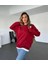 Koyu Kırmızı Basic Bisiklet Yaka Sweatshirt 3