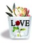 DEKORATİF BUZLU CAM MUMLUK LOVE DESEN 8X8 CM (2 Adet) 2