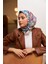 Geo Oval Soft Eşarp Mavi Kahve 1158-08 2