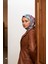 Geo Oval Soft Eşarp Mavi Kahve 1158-08 3