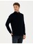 Erkek Lacivert Slim Fit Fermuarlı Dik Yaka Triko Kazak 50281824-VR033 1