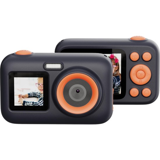 SJCAM FunCam+ Dual Screen H.264  Çocuklar için Fotoğraf Makinesi 44MP FullHD 1080p 650mAh Siyah