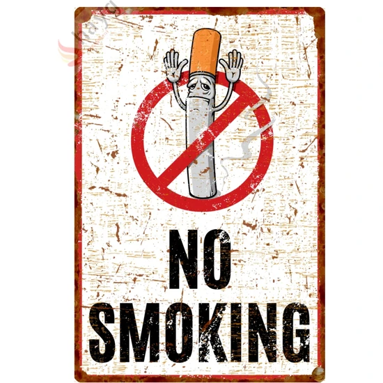 Hayg Equipment Eller Yukarı No Smoking Alüminyum Uyarı Levhası, Pas Görünümlü Sigara Içmek Yasaktır Dekoratif Tabela, 15CMX22,5CM