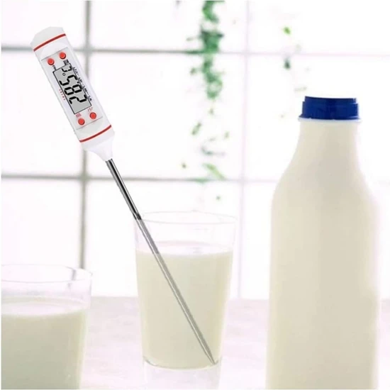 MR Shopping Dijital Et Süt Termometresi Sıvı Derecesi Saplamalı Isı Ölçer Beyaz