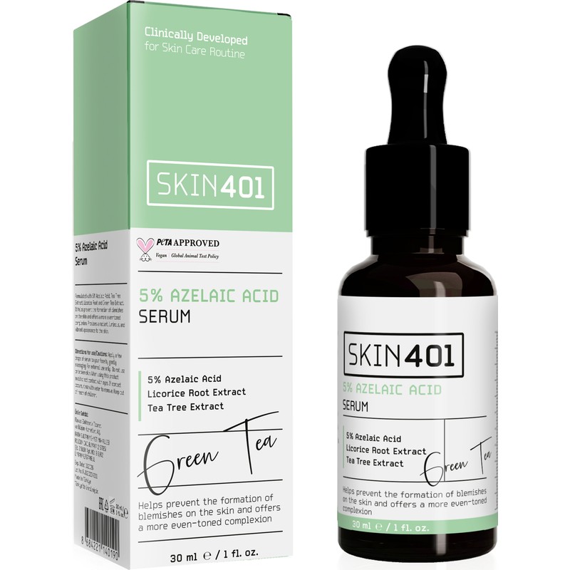 Skin401 Yatıştırıcı ve Leke Karşıtı %5 Azelaik Asit Serum 30ML Hassas Ciltler İçin Yenileyici Etki