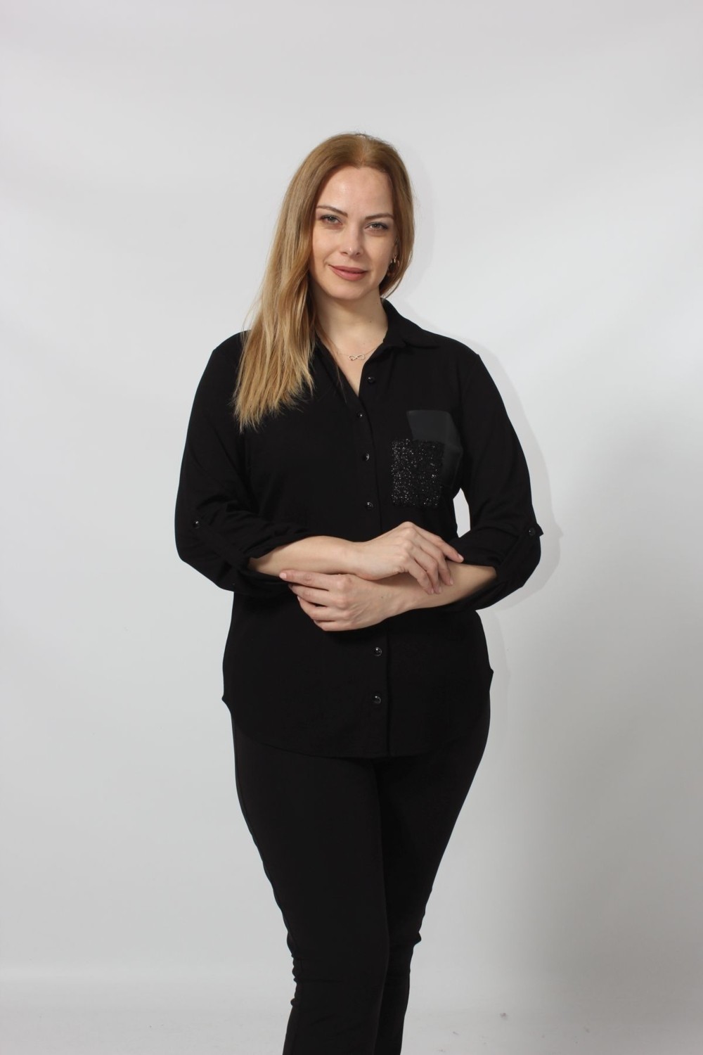 Moda Berray 3277 Simli ve Derili Cepli Yumuşak Dokulu Büyük Beden Yün Gömlek görsel 7