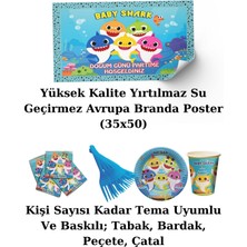 Baby Shark Afişli 16 Kişilik Doğum Günü Parti Malzemeleri Süsleri Seti Lxst