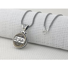 Takıhan Hasbiyallah Yazılı Ortası Dönen 925 Ayar Gümüş Kolye