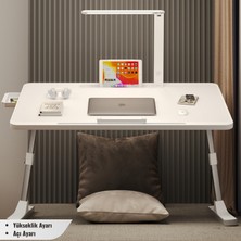 Karr Office Move - N9  Yükseklik Ayarlı LED Aydınlatmalı Beyaz Laptop Sehpası