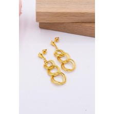 Latif Kuyumcu 22 Ayar Altın Küpe Samanyolu Çift Halkalı Vidalı Kadın Küpe LKKP1197