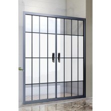 Durul Duşakabin 181 cm Ön Cephe Siyah Çizgi Ortası Buzlu 5mm H:190 cm