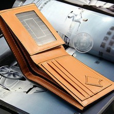 Guangdong Spirit Microgood Erkek Moda Suni Deri Cep Cüzdan Debriyaj Kımlık Kredi Kartı Tutucu Bifold Çanta (Yurt Dışından)