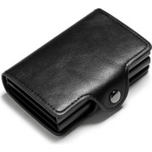 Guangdong Spirit Bısı Goro Çift Kutu Kart Sahibi Siyah Metal Anti Rfid Kredi Kimlik Kartı Tutucu Erkek Kadın Iş Nakit Kart Cep Kılıfı Bayan Cüzdan (Yurt Dışından)