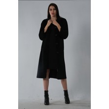 Feminist Siyah Bebe Yaka Çift Cepli Kaban 31050686.01