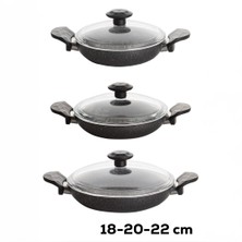 Porsima Galaksi 6 Parça Döküm Alüminyum Sahan Seti- 4 mm 6 Parça Döküm Sahan Set 18-20-22 cm