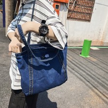 Love Home Yaz Denim Rahat Omuz Çantası Kore Versiyonu 2023 Yeni Basit Moda Banliyö Çanta Taşınabilir Toto Çanta Kadın (Yurt Dışından)