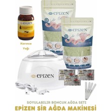 Epizen 2'li 250GR Boncuk Ağda Isıtıcı Makine Karınca Yumurtası Yağı, Spatula, Temizleme Mendili Seti