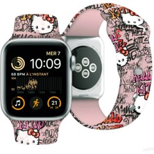 Hello Kitty Watch 41MM Uyumlu Kordon Hello Kitty Orjinal Lisanslı Etiket Graffiti Yumuşak Strap Kayış