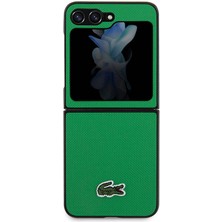 Lacoste Galaxy Z Flip 5 Uyumlu Lacoste Lisanslı Pu Pike Desenli Ikonik Timsah Logolu Yeşil