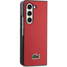 Lacoste Galaxy Z Fold 5 Uyumlu Lacoste Lisanslı Pu Pike Desenli Ikonik Timsah Logolu Kırmızı