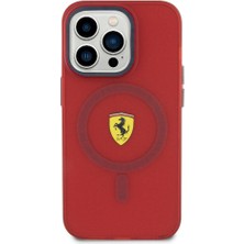 Ferrari Apple iPhone 15 Pro Uyumlu Ferrari Lisanslı Magsafe Şarj Özellikli Kontrast Bumper Kırmızı