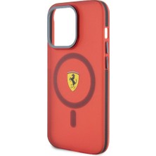 Ferrari Apple iPhone 15 Pro Uyumlu Ferrari Lisanslı Magsafe Şarj Özellikli Kontrast Bumper Kırmızı