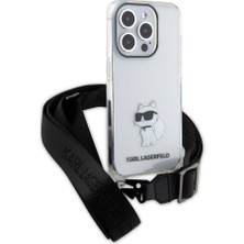 Karl Lagerfeld Apple iPhone 15 Pro Max Lisanslı Boyun Askılı Choupette Ikonik Crossbody Şeffaf