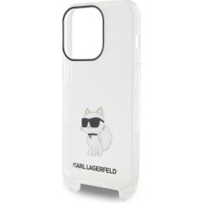 Karl Lagerfeld Apple iPhone 15 Pro Max Lisanslı Boyun Askılı Choupette Ikonik Crossbody Şeffaf