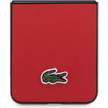 Lacoste Galaxy Z Flip 5 Uyumlu Lacoste Lisanslı Pu Pike Desenli Ikonik Timsah Logolu Kırmızı