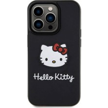 Hello Kitty Apple iPhone 15 Pro Max Uyumlu Hello Kitty Lisanslı Ikonik Logolu 3D Rubber Kitty Head Siyah