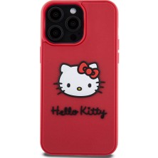 Hello Kitty Apple iPhone 15 Pro Max Uyumlu Hello Kitty Lisanslı Ikonik Logolu 3D Rubber Kitty Head Kırmızı