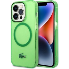 Lacoste Apple iPhone 15 Pro Max Uyumlu Lacoste Lisanslı Magsafe Özellikli Transparan Timsah Logo Yeşil