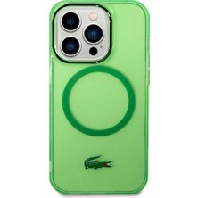 Lacoste Apple iPhone 15 Pro Max Uyumlu Lacoste Lisanslı Magsafe Özellikli Transparan Timsah Logo Yeşil